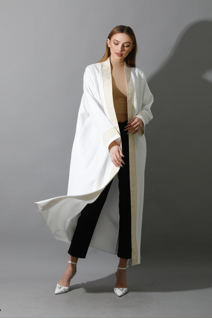 Arabic Long Kaftan - White & Gold