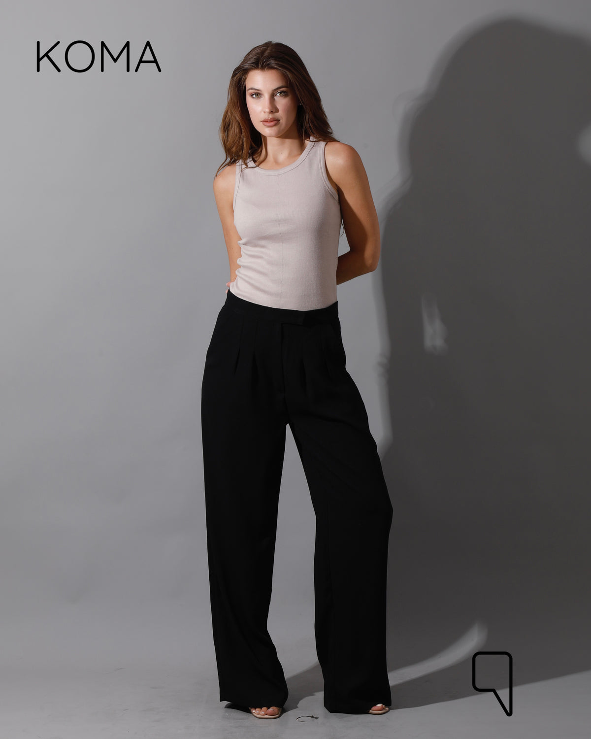 High Waist Straight Leg Trousers - Black