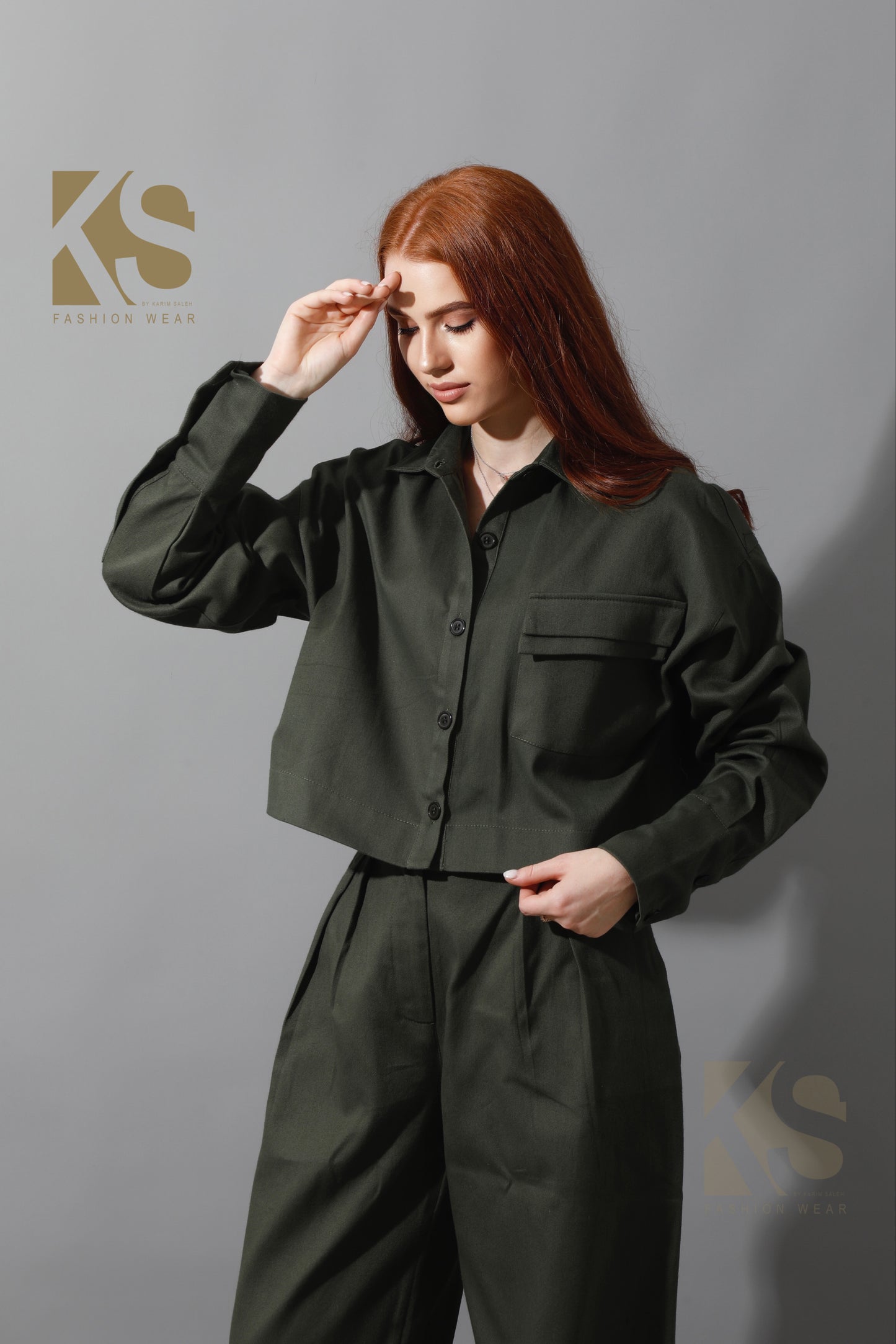 Cropped Lose Shirt - Olive