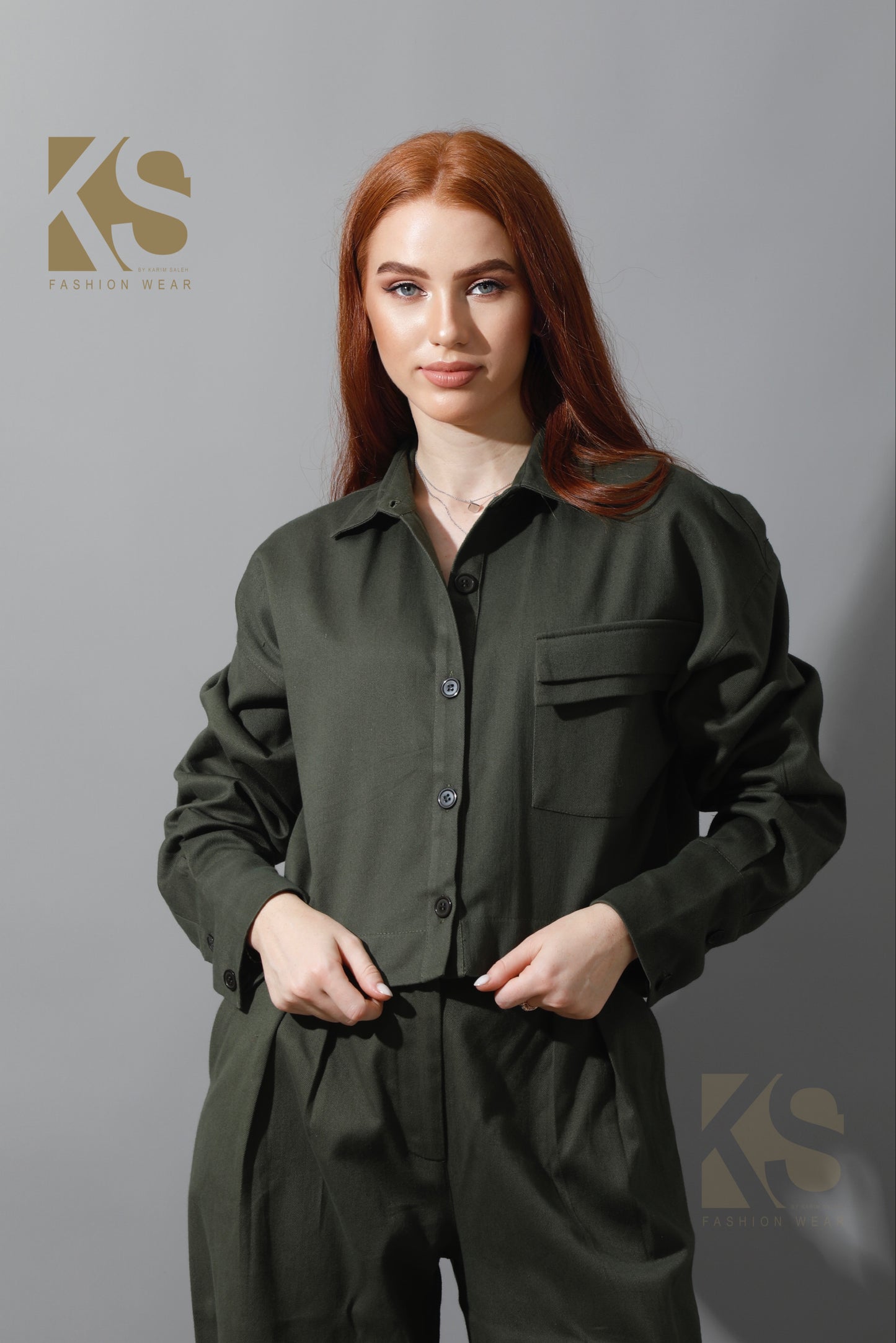 Cropped Lose Shirt - Olive