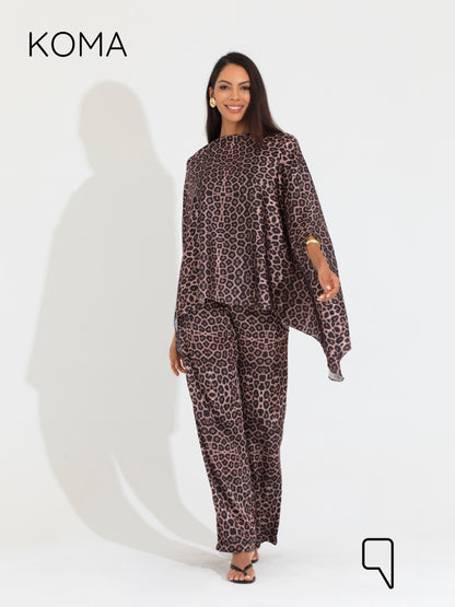 Celeste Satin Butterfly Blouse - Multicolored Tiger