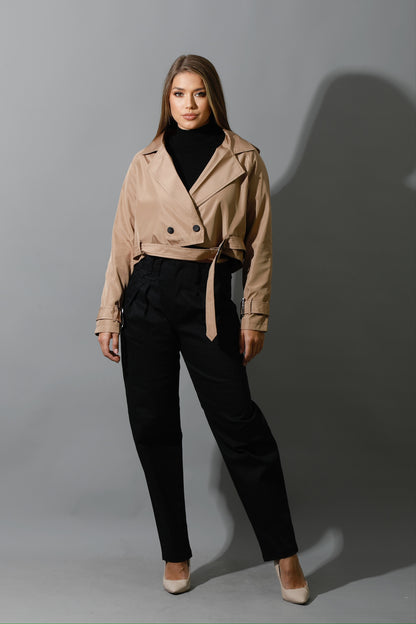 Double Breasted Trench Jacket - Beige