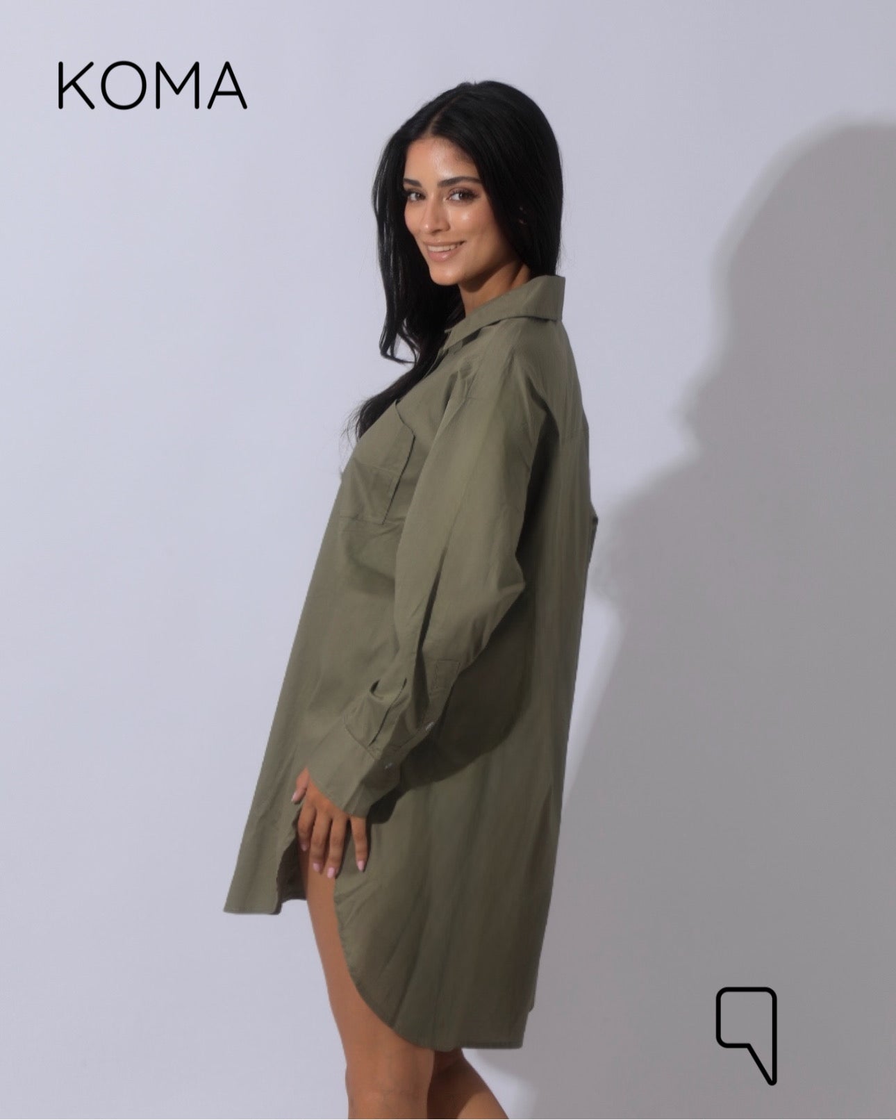 Oversized Shirt Dress - Olive