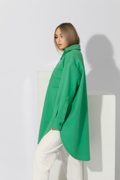 Woolen Oversized Shirt - Green