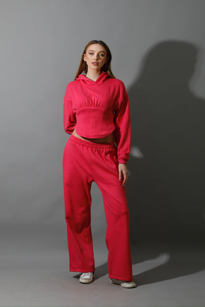 Corset Hoodie Set - Barbie Pink