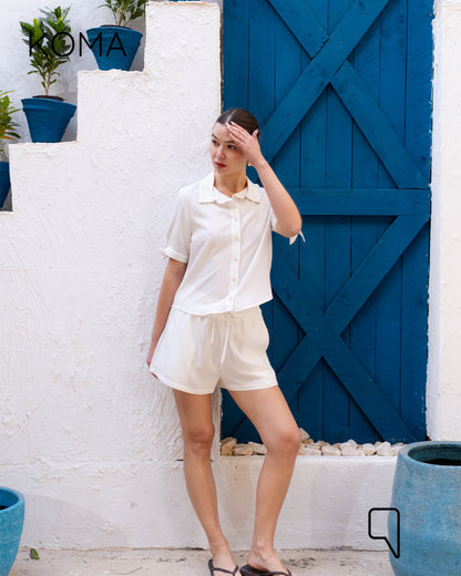 Aubrina Blend Boxer Bermuda Shorts - White