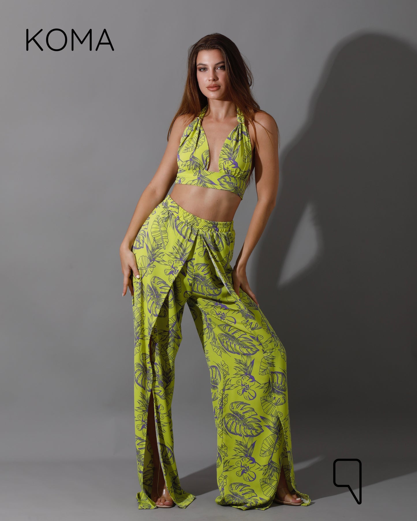 Kallie Bra Top & Pants Co-Ord - Lime Green