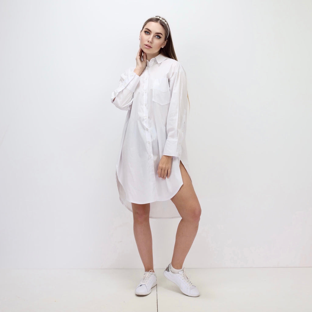 Oversized Shirt Dress - White