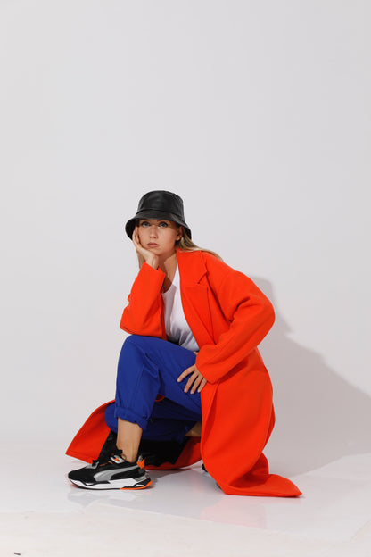 Oversized Wrapped Coat - Orange