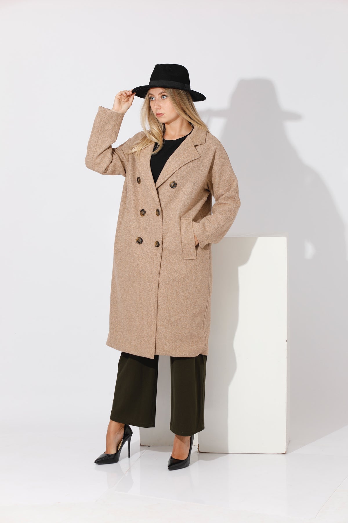 Double Breasted Coat - Beige
