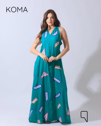 Paulina V Neck Maxi Dress - Multicolored