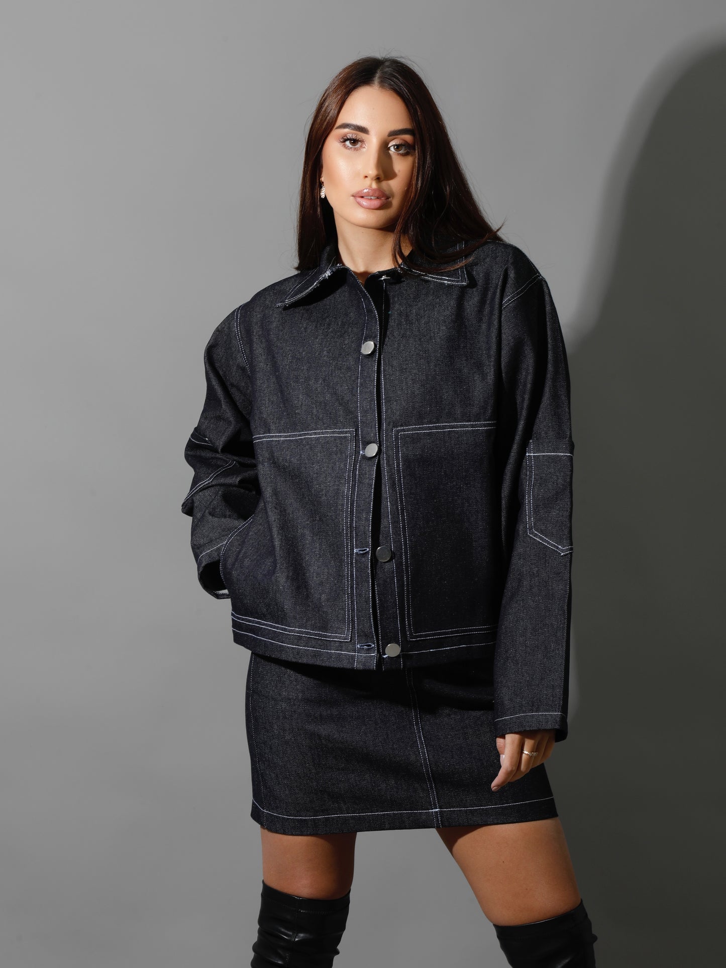 Co-Ord Jeans Short Skirt - Navy Blue