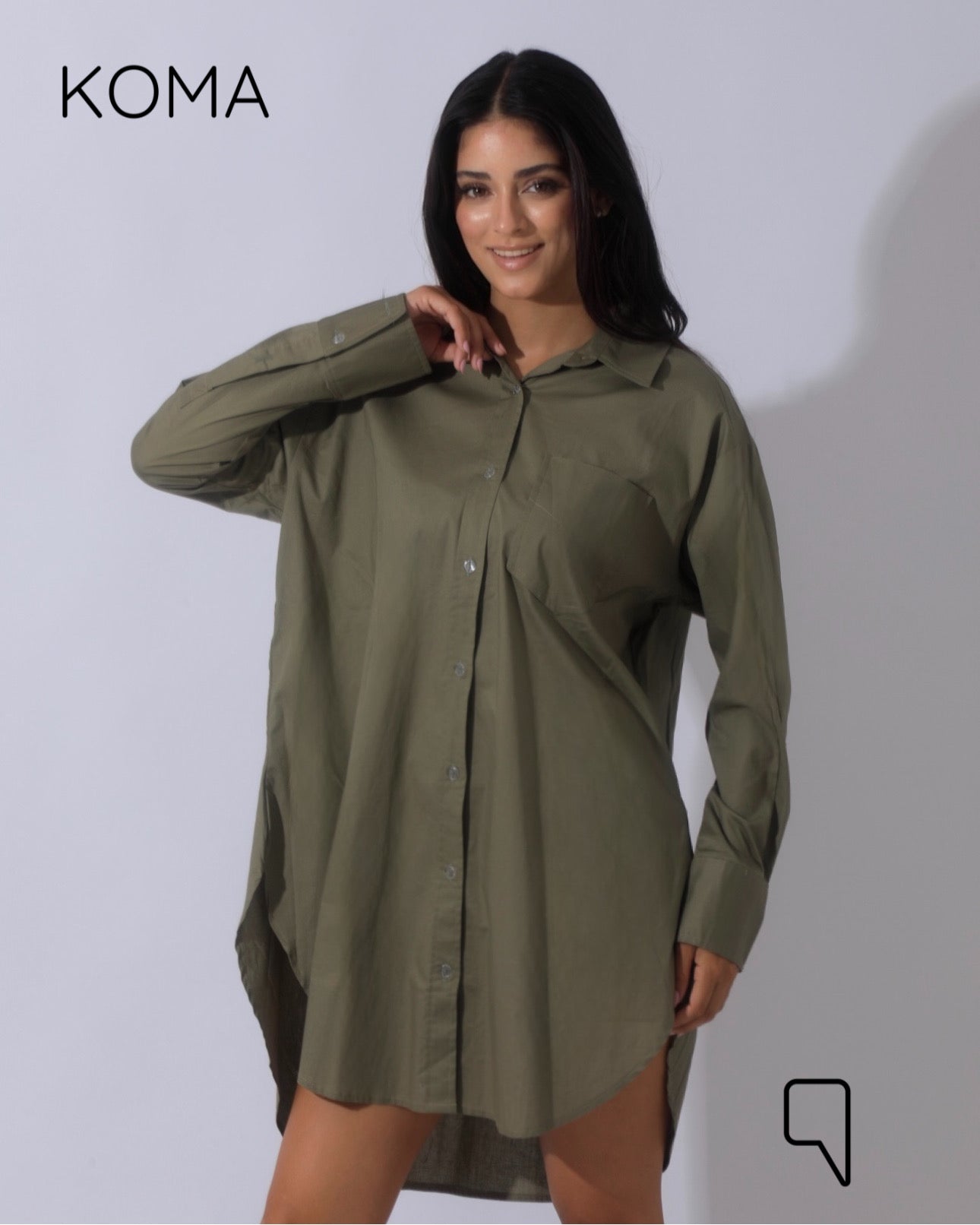 Oversized Shirt Dress - Olive