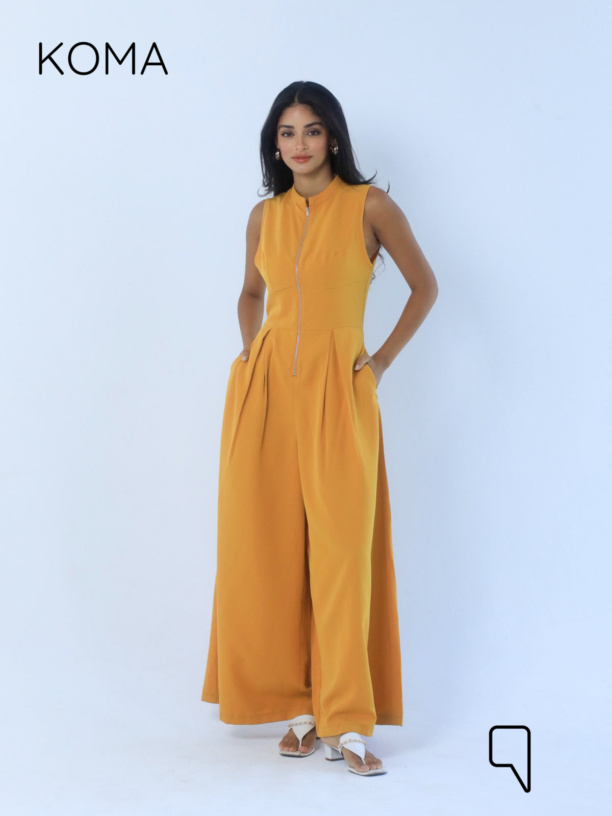 Olivia Sleeveless Wide Leg Jumpsuit - Mustard