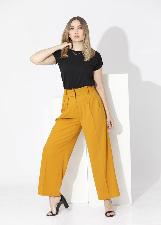 High Waist Trousers - Yellow