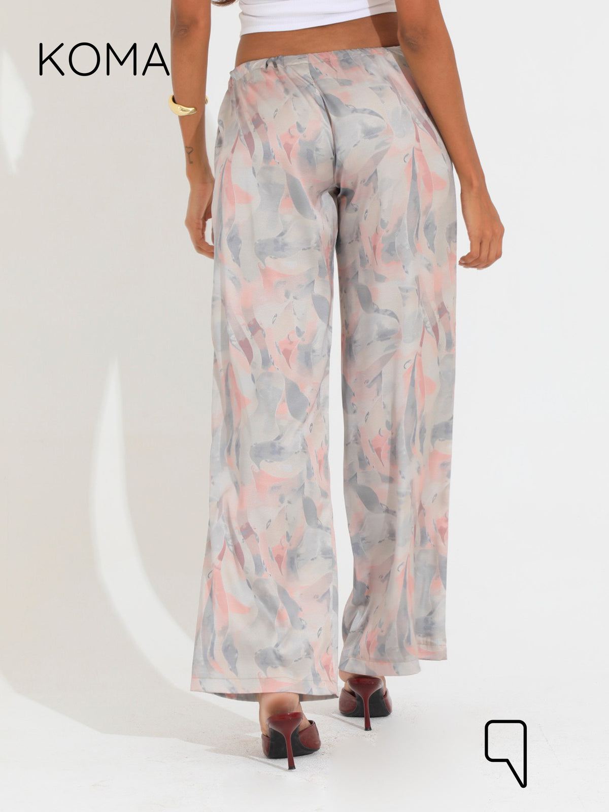 Elsie Lose Fit Trousers - Multicolored Beige￼