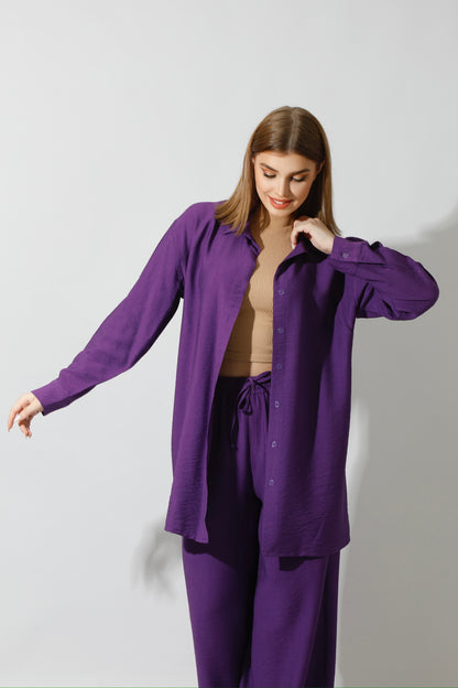 Co-Ord Long Sleeves Shirt - Purple