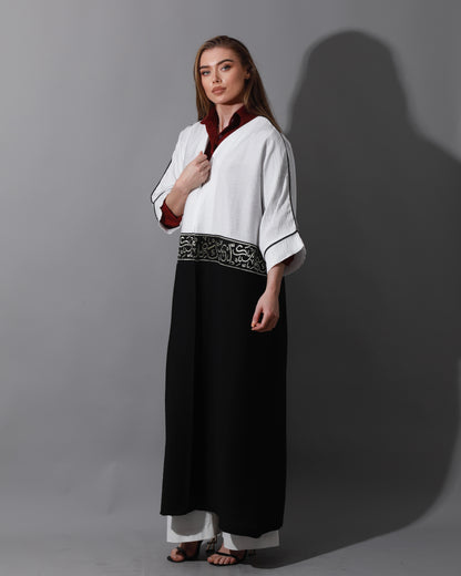 Double Colored Arabic Kaftan - Black & White