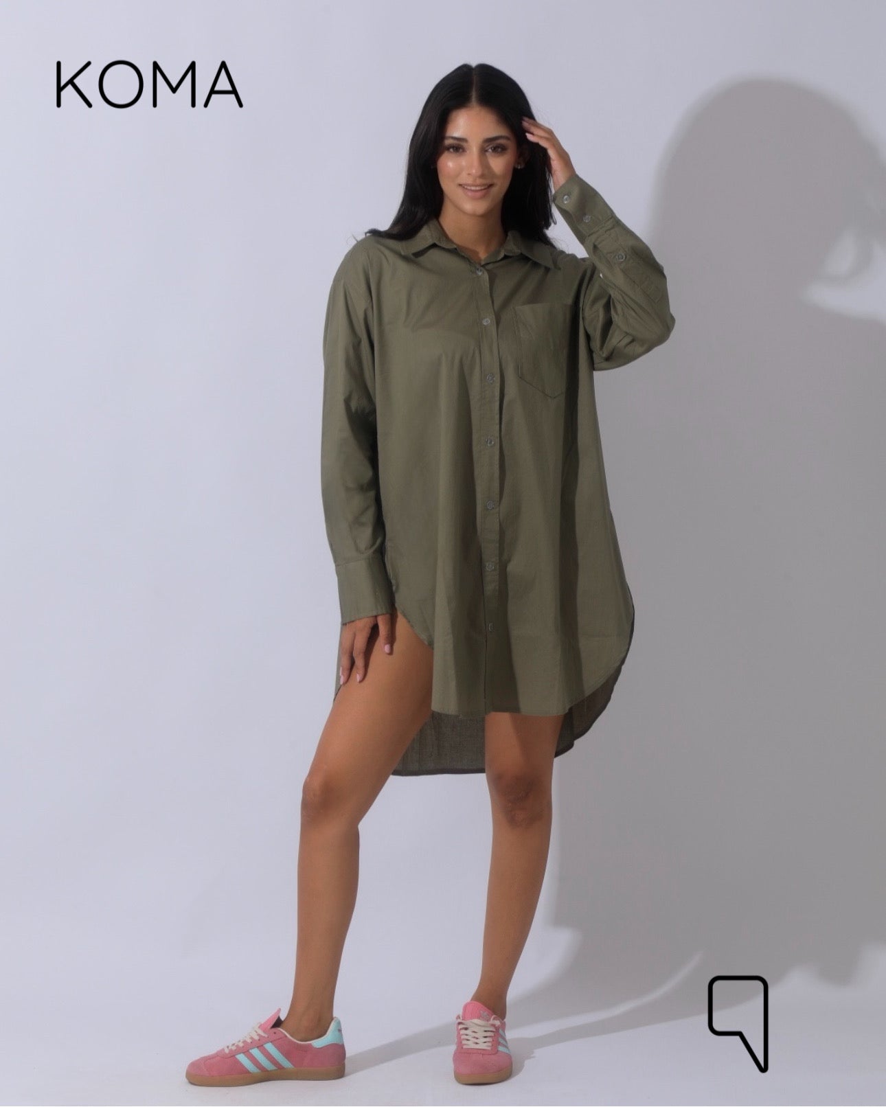 Oversized Shirt Dress - Olive