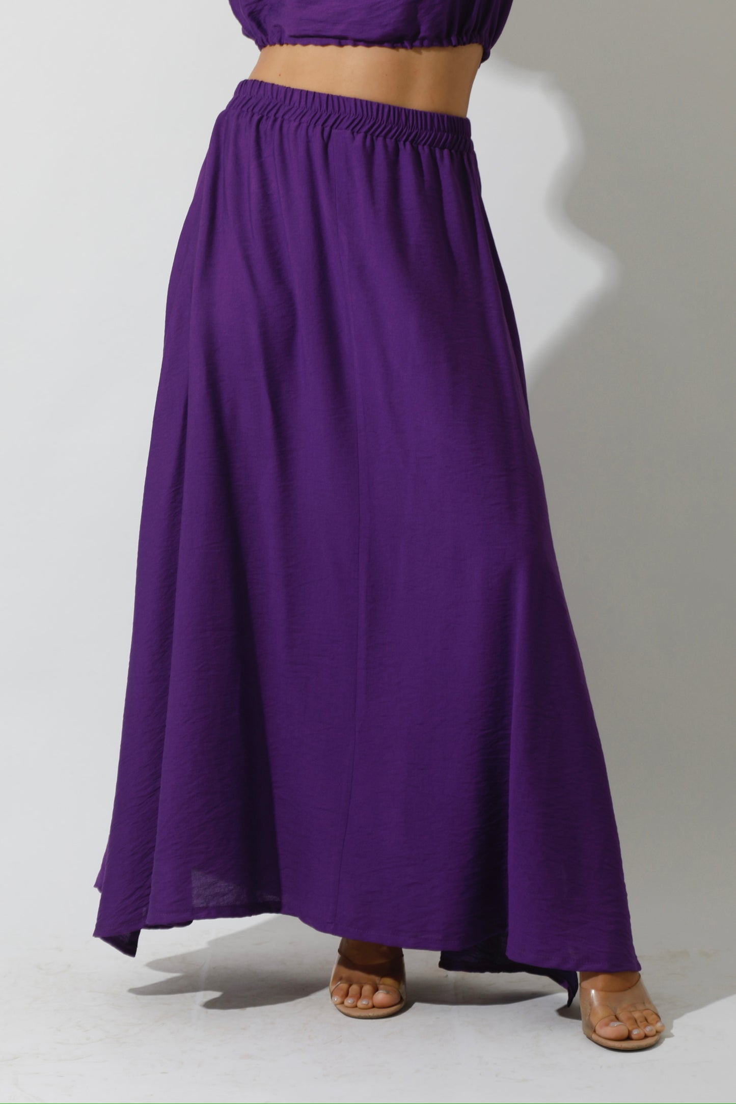 Co-Ord Crop Top & Maxi Side Slite Skirt - Purple