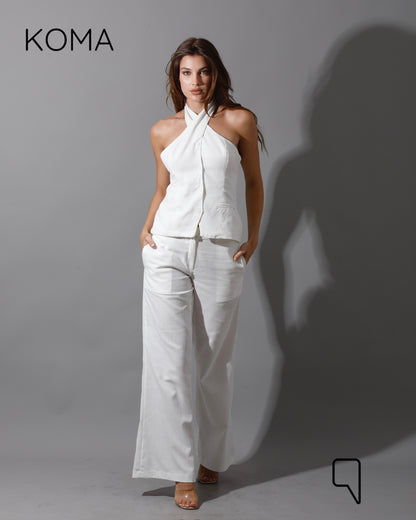 Hallie Halter Neck Vest - White