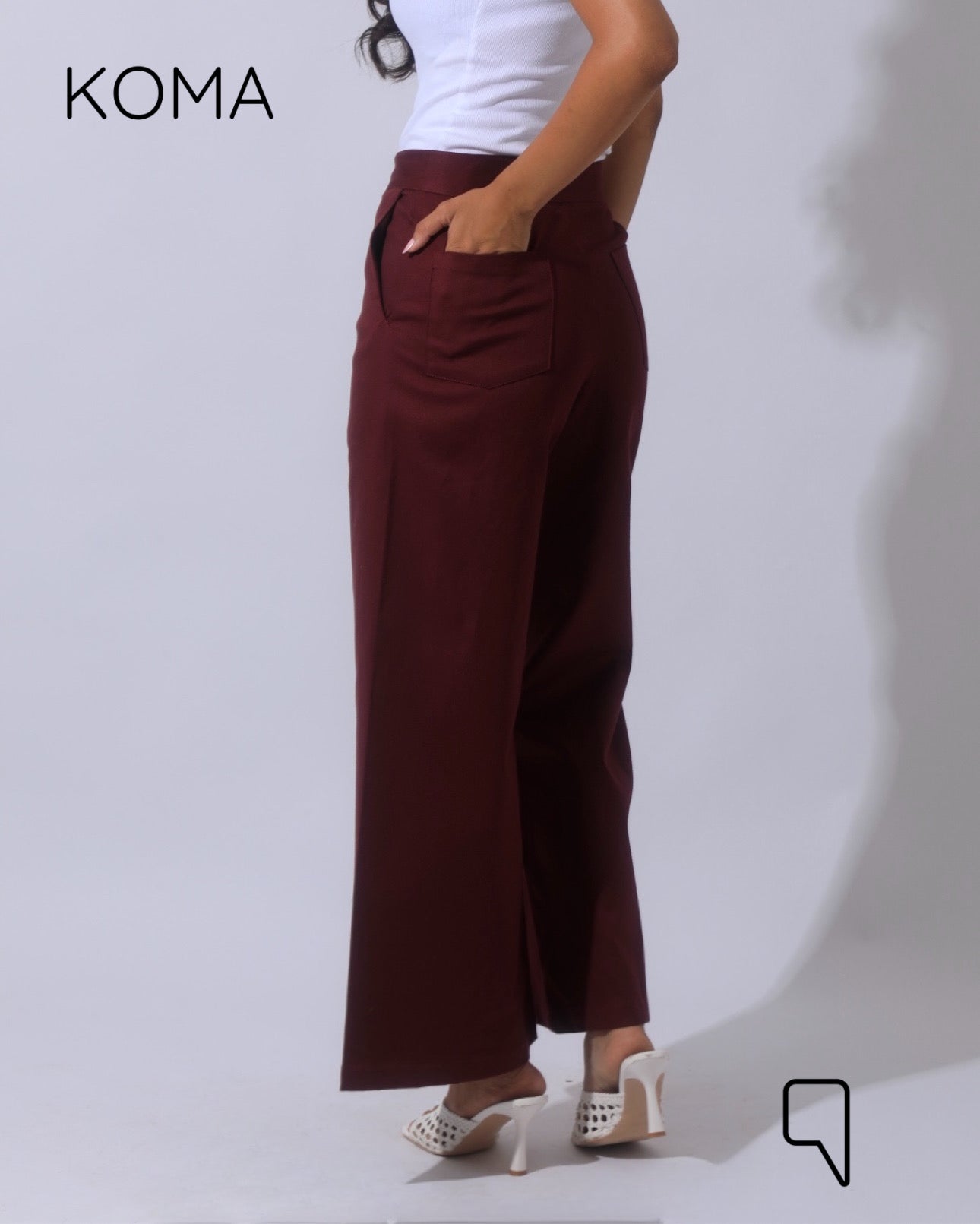 Maddelena Mini Flare Trousers - Maroon
