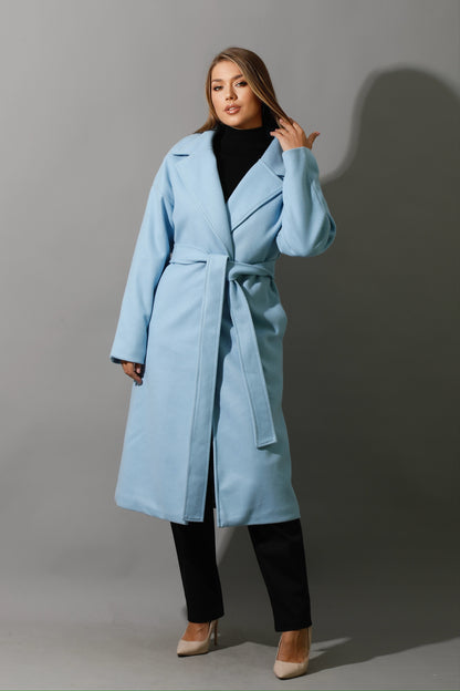 Oversized Wrapped Coat - Babe Blue