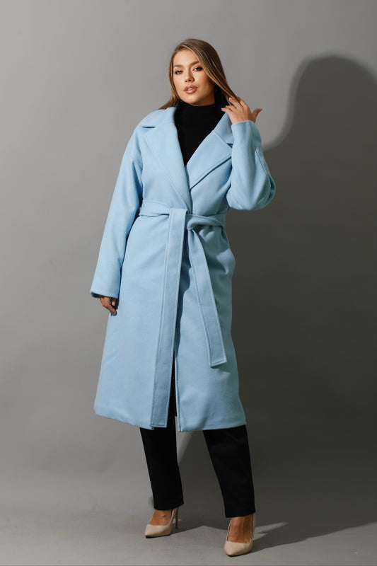 Oversized Wrapped Coat - Babe Blue