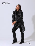 Cailyn Leather eyelet Jacket - Black