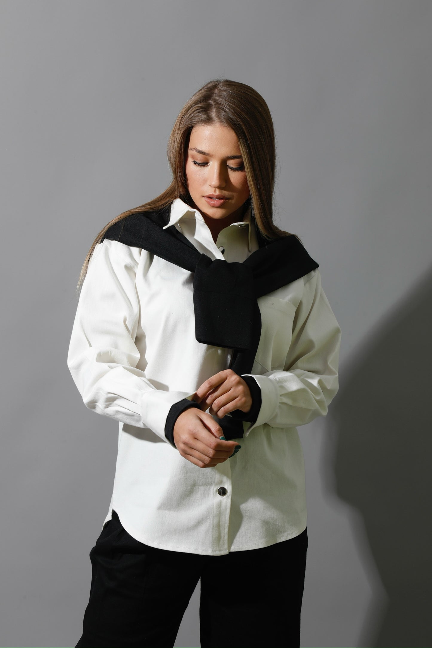 Double Sleeved Shirt - White & Black