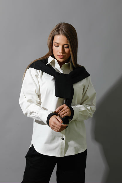 Double Sleeved Shirt - White & Black
