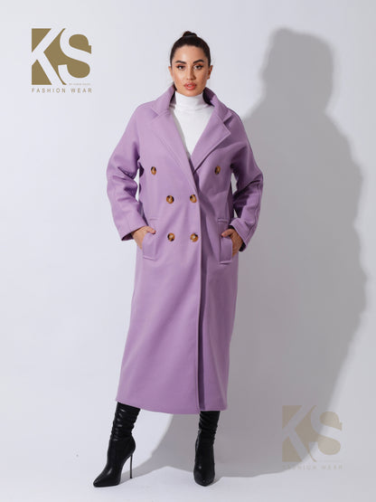 Darcy Long Double Breasted Coat - Lavender