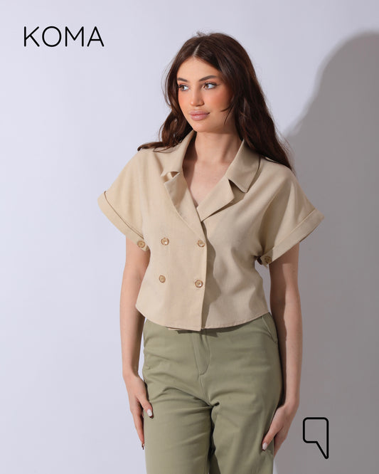 Mira Crossover Short Shirt - Beige