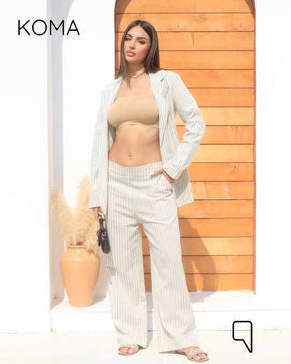 Candice Stripped Light Suit - Olive