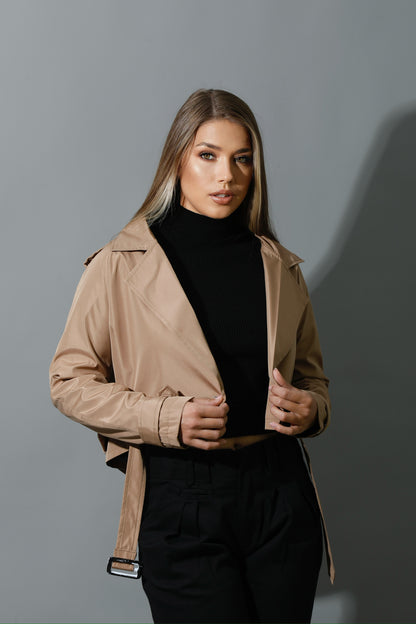 Double Breasted Trench Jacket - Beige