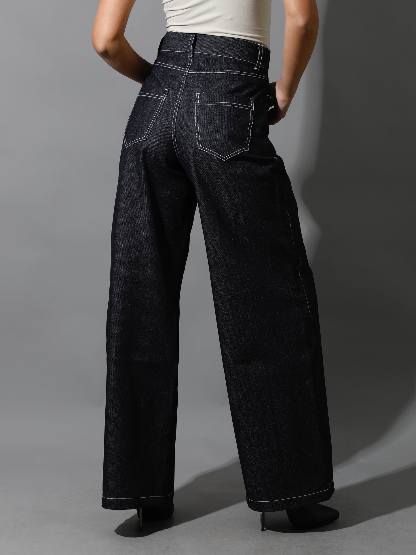 Co-Ord Jeans Cutout Pants - Navy Blue