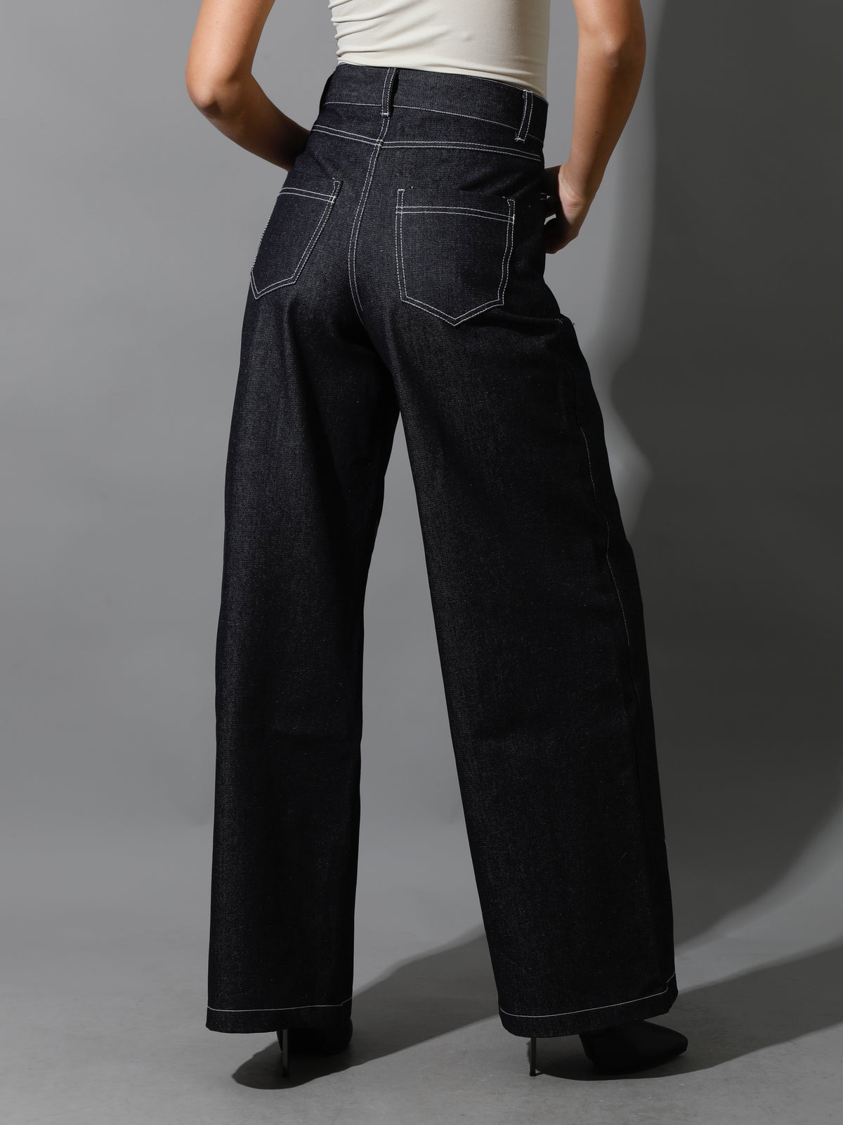 Co-Ord Jeans Cutout Pants - Navy Blue