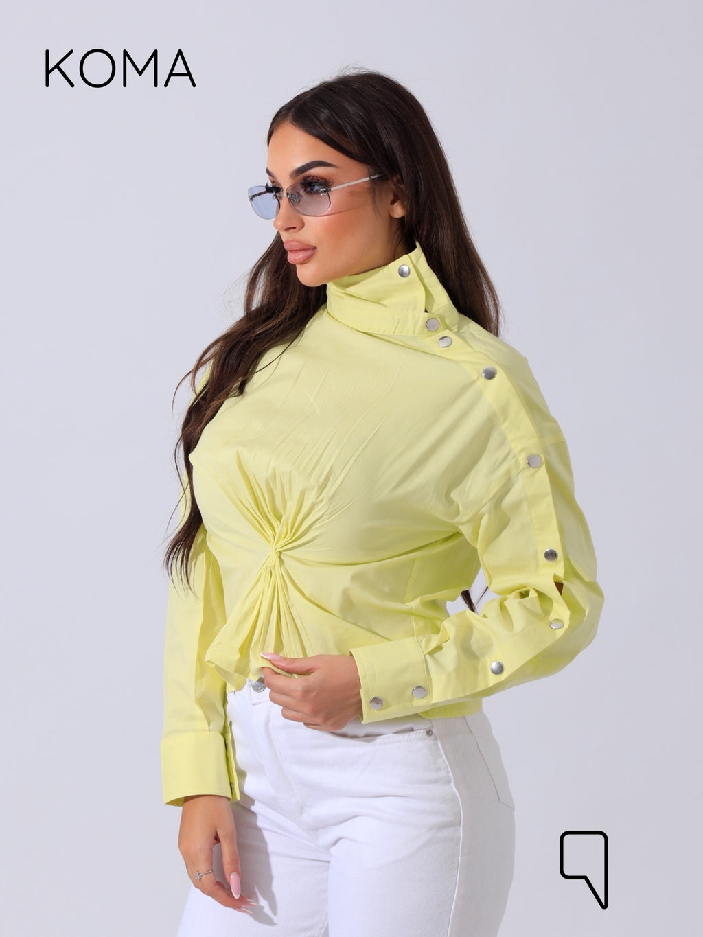 issy snap-button Shirt - Dust Yellow