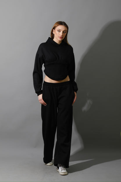Corset Hoodie Set - Black