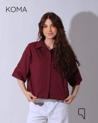 Ashton Poplin Shirt - Maroon