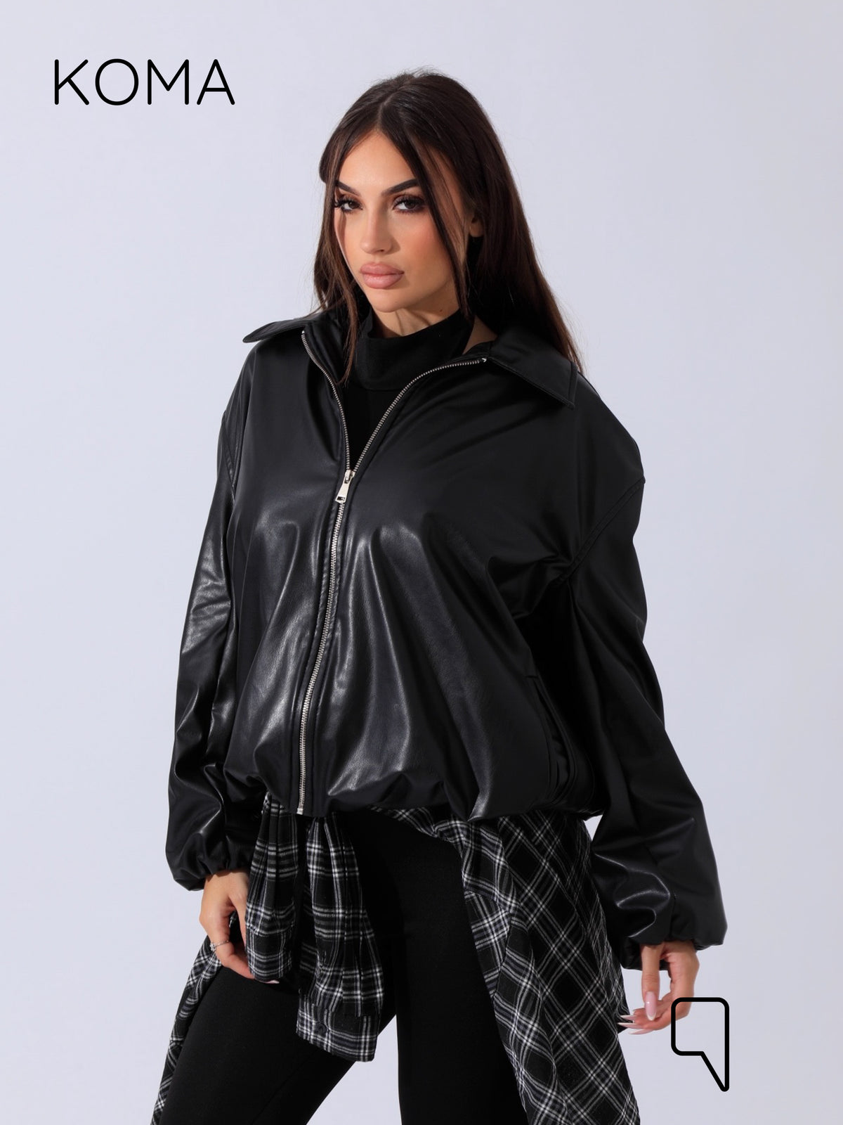 Mollie Leather Relaxed Jacket - Black
