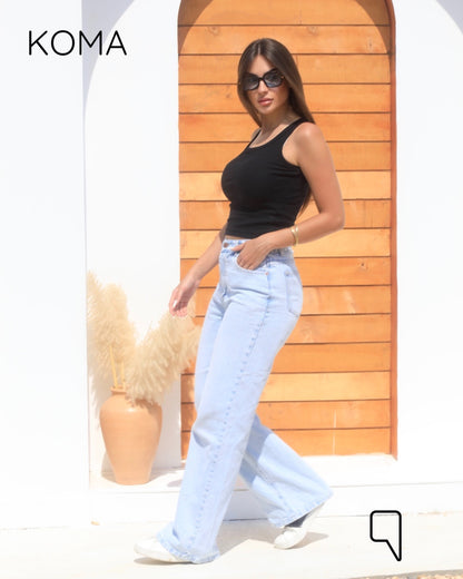 iva Basic Crop Tank Top  - Black