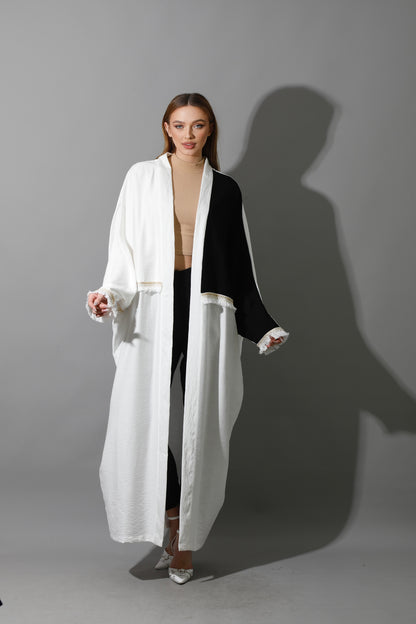 Lose Double Color Kaftan - White X Black