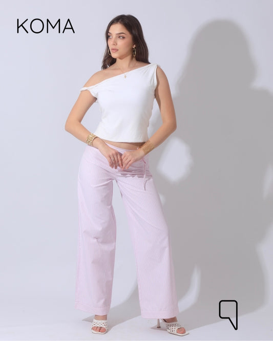 Sloane Striped Low Waist Pants - Pink