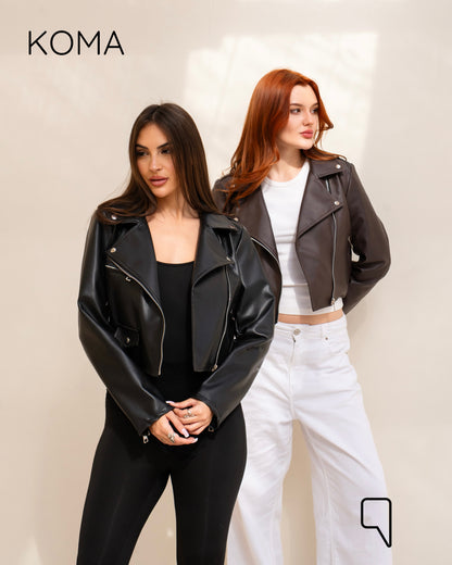 Leather Biker Jacket - Black