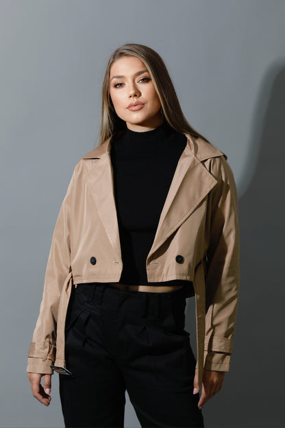 Double Breasted Trench Jacket - Beige