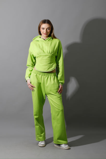 Corset Hoodie Set - Lime Green