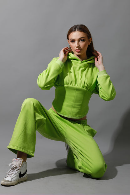 Corset Hoodie Set - Lime Green
