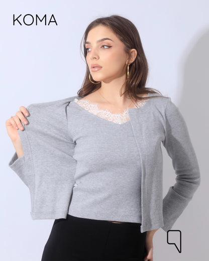 Arlette Twin Lase Top - Gray