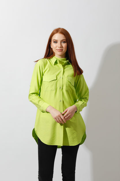 Shirt ‏with Two Pockets - Lime Green